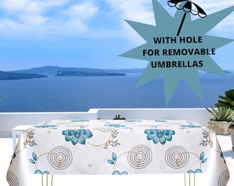 Nappe de jardin à rayures avec trou pour parapluie, nappe extérieure  imperméable, nappe de patio nautique, expédition Express -  France