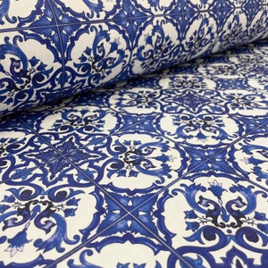 Sicily Blue Majolica Fabric | Mediterranean-Inspired fabric | Perfect for Elegant Events