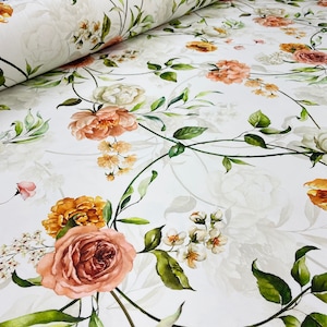 Italian fabric/Floral cotton fabric by meter/Home Decor Floral Fabric and Accessories/Bags Fabric/Cotton fabric for sewing/Made in Italy