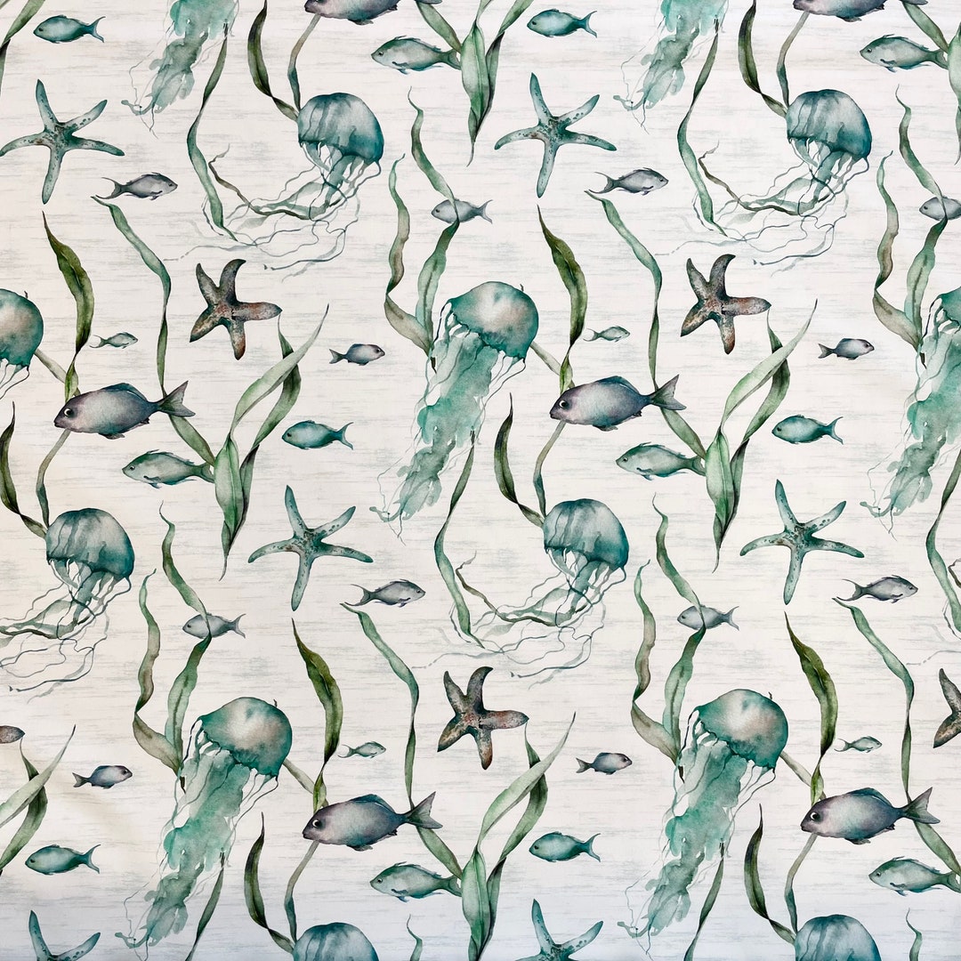 Ocean Themed Fabric by Meter/fish Cotton Fabric for Home Decor and Accessories/tablecloth Fabric