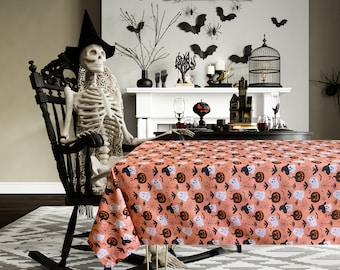 Halloween orange tablecloth/Halloween decorations/Halloween table decor/ Halloween cotton tablecloth