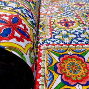 Mediterranean fabric/ Sicilian majolica fabric width 110"/Sicilian fabric for clothing or home textiles/ Sicily pattern