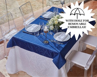 Waterproof tablecloth with hole for umbrella