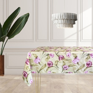 Abwaschbare Tischdecke Ovale runde rechteckige quadratische/Schmutzabweisende Tischdecke mit Blumen Muttertagsgeschenk