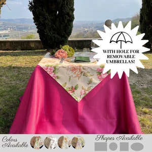 Outdoor tablecloth with umbrella hole available oval round square rectangle available in different sizes/Waterproof tablecloth for umbrella