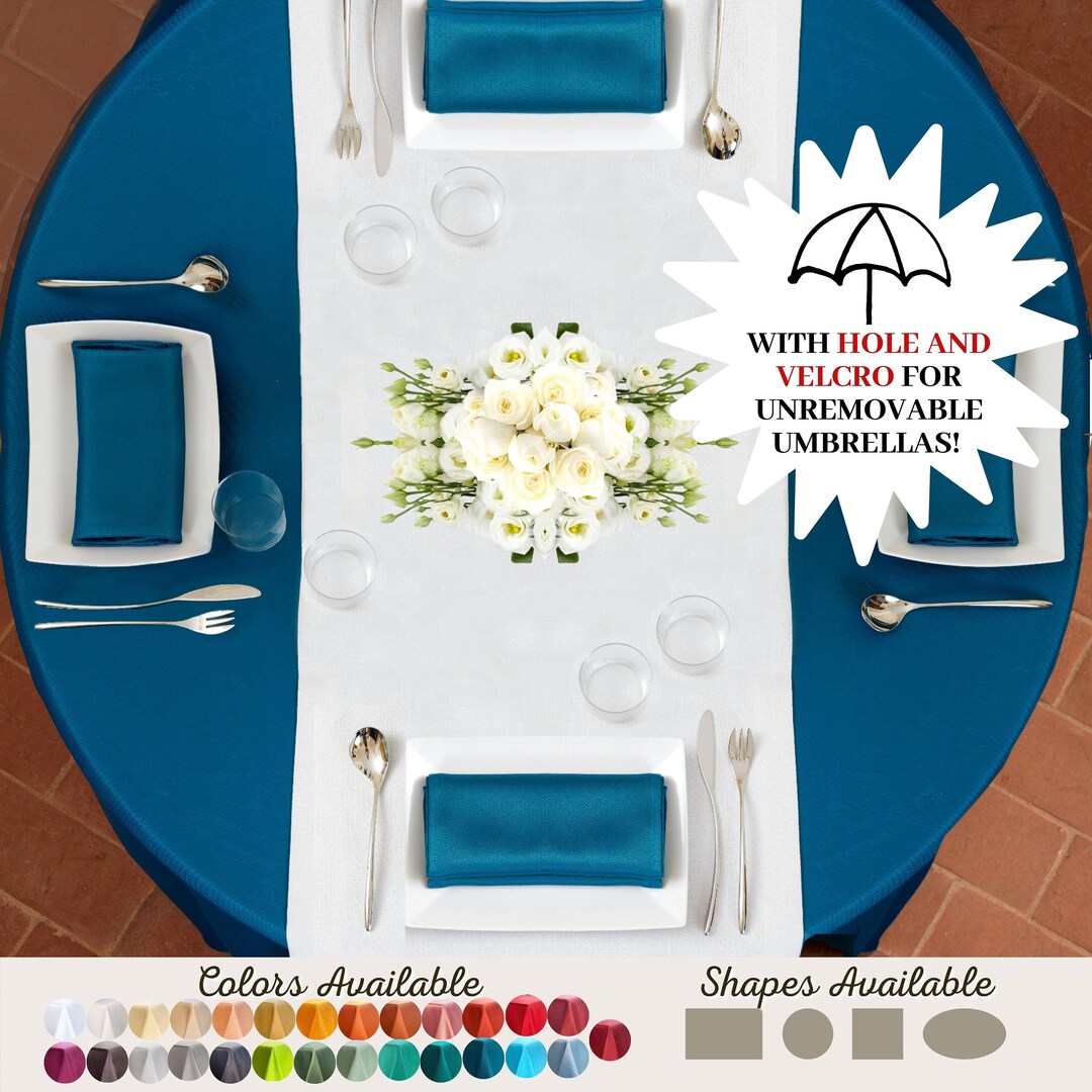 Outdoor-Tischdecke Mit Loch & Reißverschluss – Wasserdicht, Aus Polyester – Für Terrasse, Picknick, Camping (weiß-rosa Design)