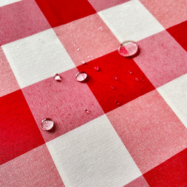 Tissu à carreaux rouges anti-taches/Tissu rouge style campagnard pour nappes coussins rideaux/Tissu à carreaux pour restaurants et pizzerias