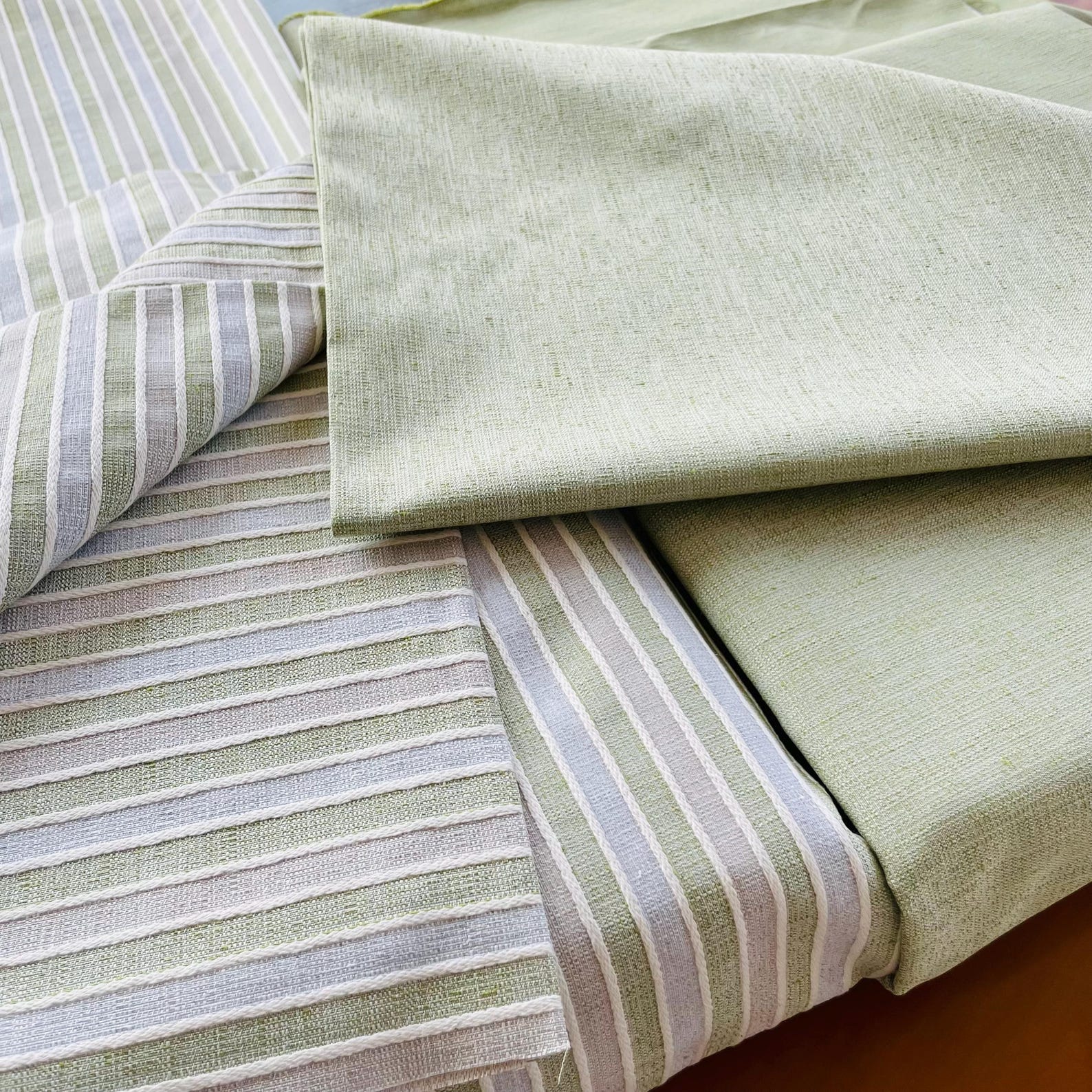 Striped Fabric Green Beige Gray+solid Green, Poly Cotton 240g/high ...
