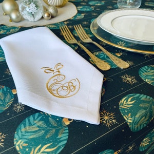 Embroidered Christmas Napkins - Artisan Elegance Made in Italy - High quality hand made - Christmas gift