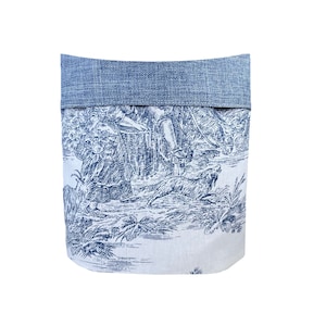 Panera de tela azul/Panera toile de jouy azul/Bolsa para el pan azul y blanca/Contenidor de pan azul y blancos