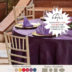 Outdoor waterproof tablecloth with hole for umbrellas Floral waterproof tablecloth rectangle square round oval in different sizes