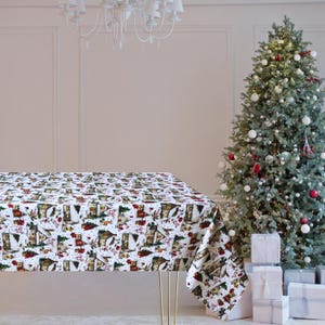 Christmas tablecloth/Christmas landscape tablecloth/Christmas tablecloth Santa Claus/Reindeer tablecloth