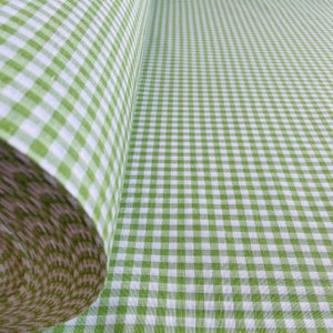 Green Gingham Polycotton Fabric 110&quot; – Ideal for Tablecloths, Curtains, Cushions, Clothing and Accessories