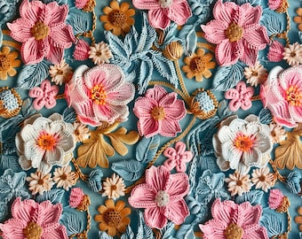 3D fabric with flowers/Whimsical 3D floral Fabric: Perfect for Creative DIY Projects