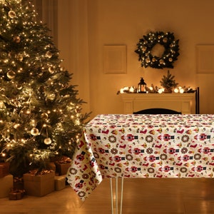 Elegant Christmas tablecloths/ Christmas tablecloth rectangle/ Holiday tablecloth/ Christmas tablecloth round/ Handmade in Italy