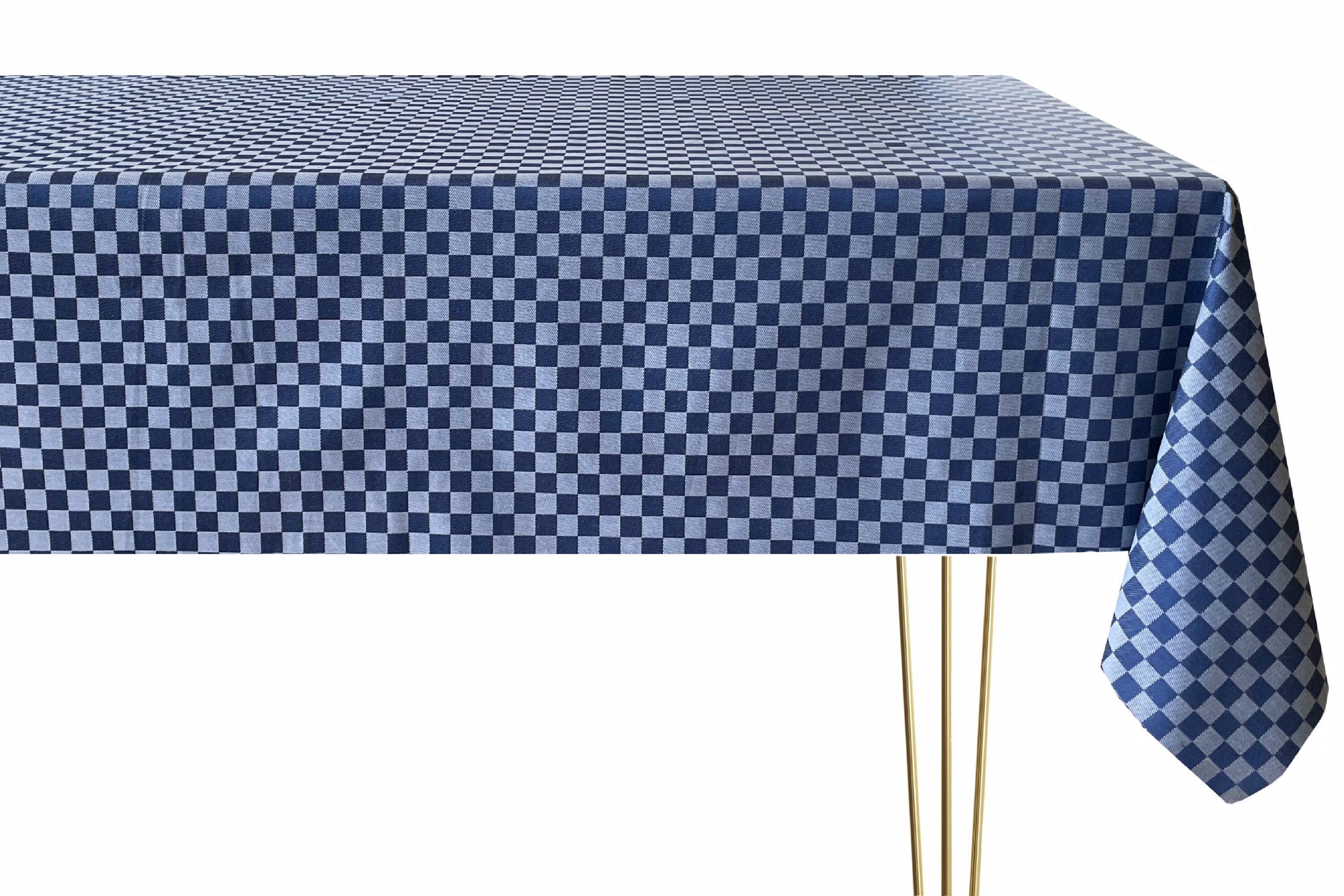 Waterproof Blue Gingham Tablecloth Round Gingham Tablecloth Etsy UK