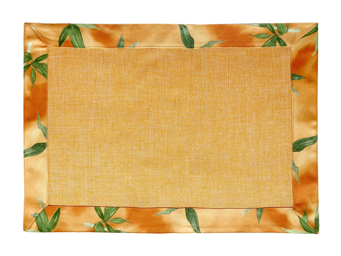 Waterproof orange placemats sets linen with leaves. Yellow Etsy