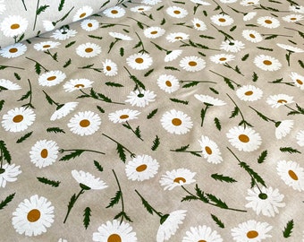 Tilda Cotton Fabric with Wide Daisies/Floral fabric suitable for bags, tablecloths, cushions and sewing projects/Fabric with daisies