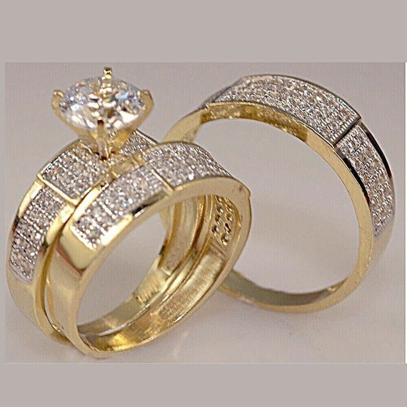 1/3ct His & Hers Diamond Trio Engagement Wedding Bridal Ring Set