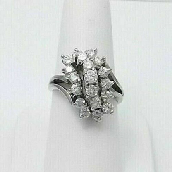 Engagement Rings, 2.00 Ct Round Cut Simulated Diamond Cluster Wedding Ring 14K White Gold Plated, Cluster Ring Band