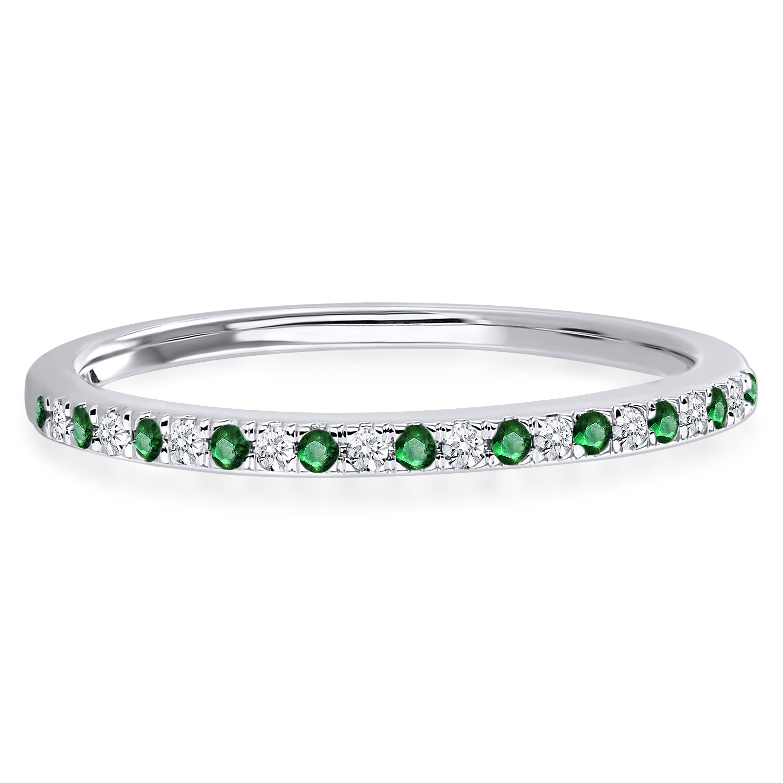 Alternate Green Emerald & White Diamond Half Eternity Wedding | Etsy