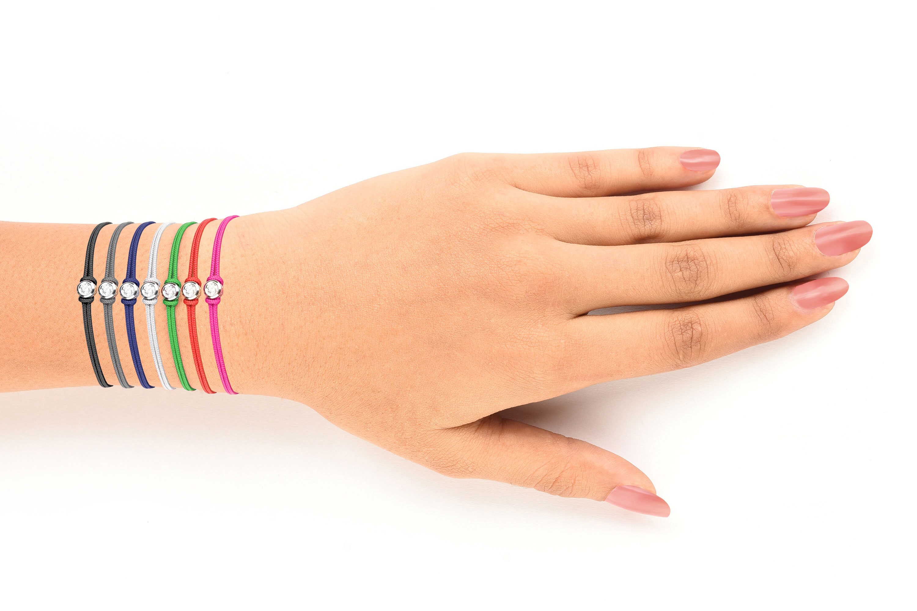 Natural Diamond String Bracelet 14K Solid Gold Diamond String Etsy