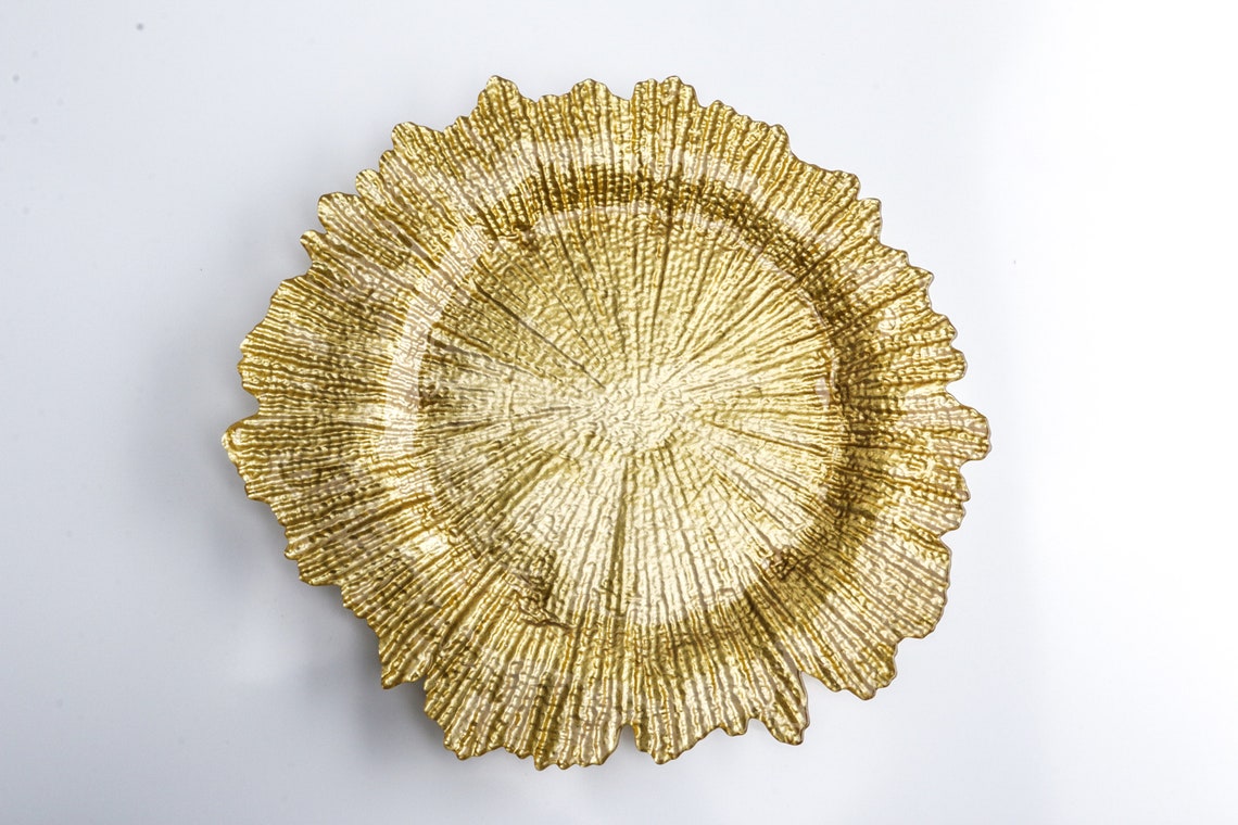 Hand Made Gold Leaf Glass Charger Plate. Christmas Festive Etsy UK