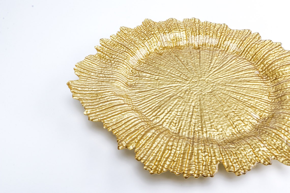Hand Made Gold Leaf Glass Charger Plate. Christmas Festive Etsy UK