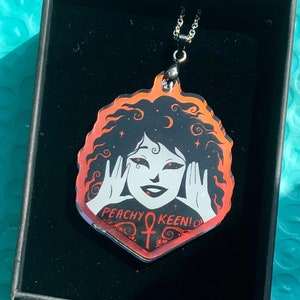 DEATH “Peachy Keen” 50mm/2  inch holographic necklace with silver chain Sandman