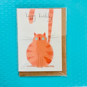 Carte d’anniversaire CAT - « Don’t mind the cat » chat rayé gingembre