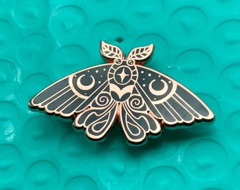 Copper Hard-enamel MOTH butterfly 1.5 inch pin