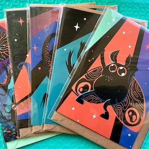 Cryptid Disco Birthday/Thank You/Greetings Cards Set