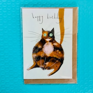 Carte d’anniversaire CAT - Chat en écaille de tortue « Don’t mind the cat »