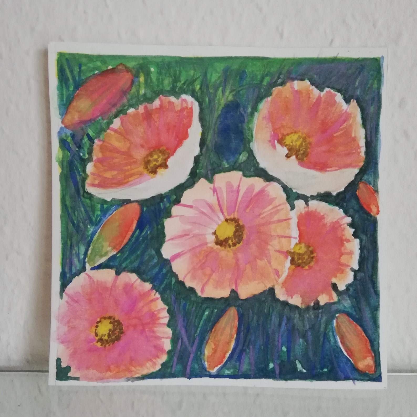 Field of flowers original watercolor. Watercolor floral | Etsy