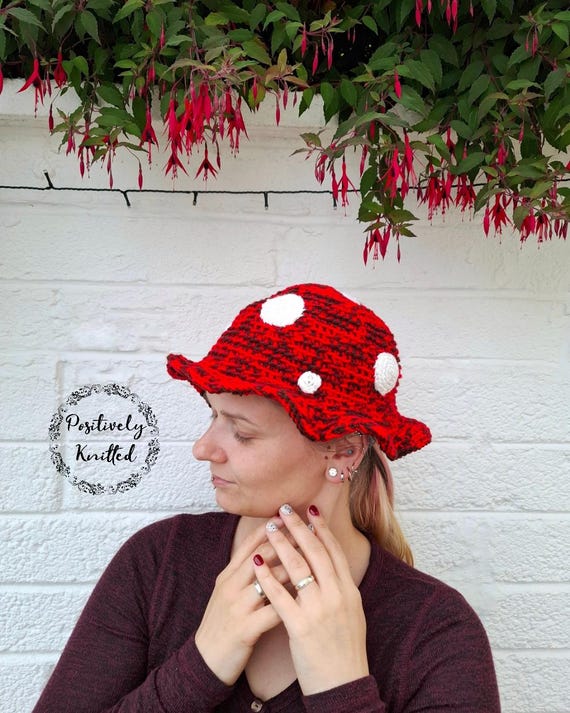 Red and Brown Mushroom Bucket Hat, Dotty Bucket Hat, Red Hat  display picture 3