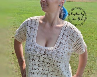 Crocheted sunny crop top, crochet cream top, hand made cream cotton top, festival top, beach top, cottage core crochet top