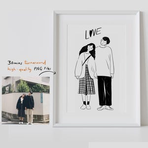 Custom Minimalist Line Art Portrait – Personalized Couple Illustration From Photo