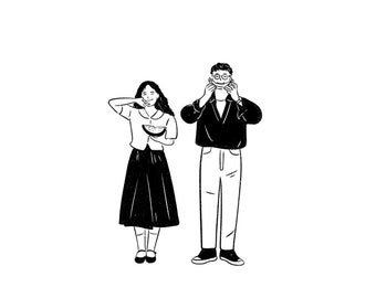 Custom Minimalist Line Art Portrait from Photo – Personalized Couple Illustration, Custom Portrait Drawing, Anniversary or Wedding Gift
