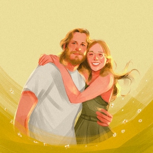 REALIZACJA W CIĄGU 10 GODZIN - Cyfrowy portret na zamówienie, portret na zamówienie pary, portret na zamówienie ślubu, prezent świąteczny, portret świąteczny