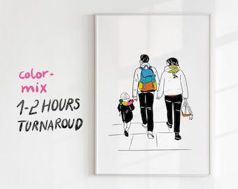 Custom line drawing, custom couple portrait, custom minimalist drawing, couple drawing from photo in my style