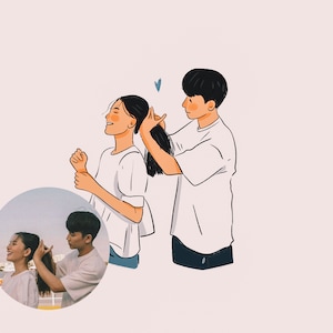 Custom line digital portrait, custom minimalist digital drawing, family portrait, couple portrait from photo in my style