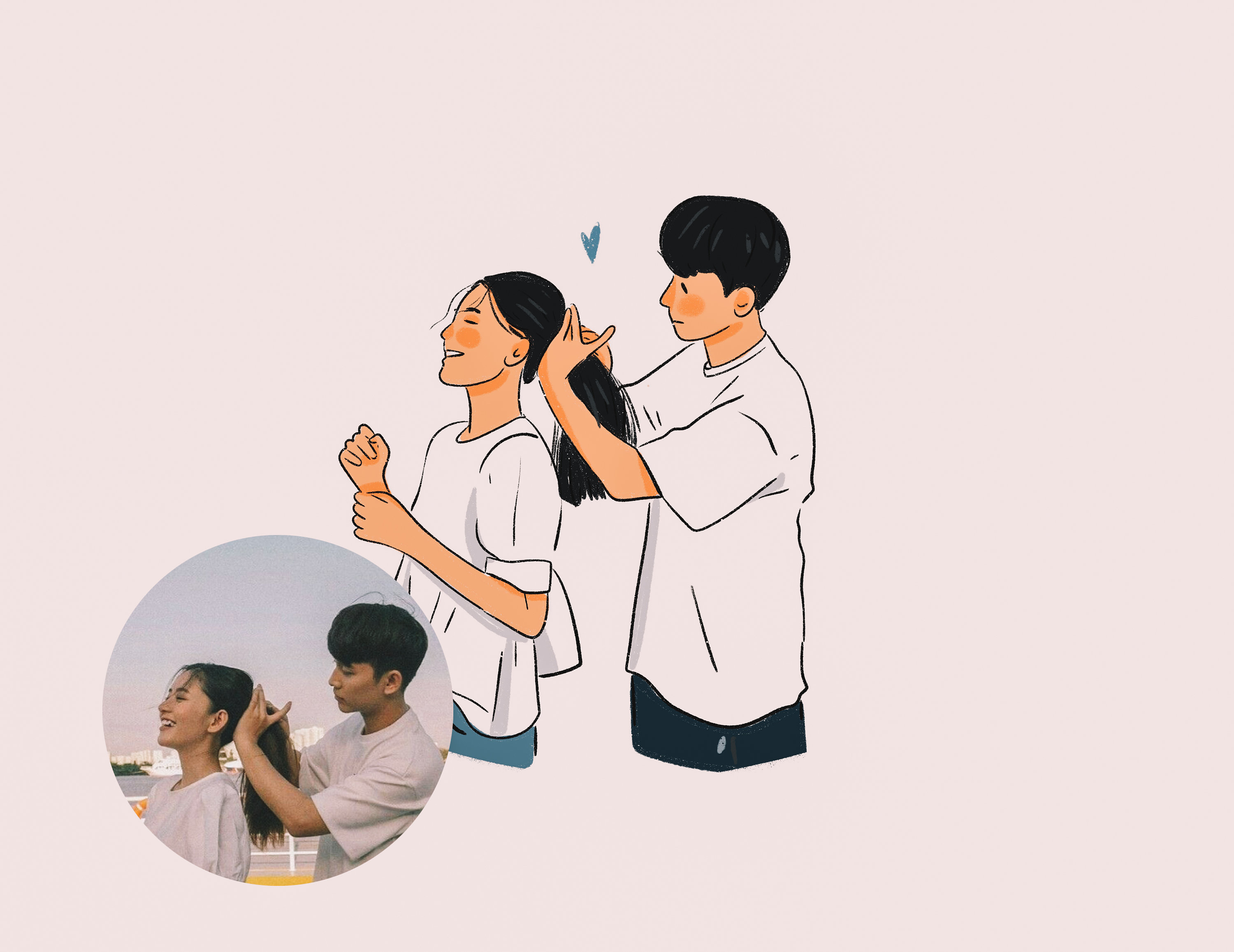 Custom line digital portrait, custom minimalist digital drawing, family portrait, couple portrait from photo in my style