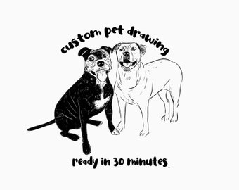 minimalist custom pet drawing in my style