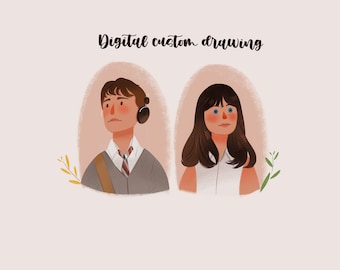 Dessin numérique personnalisé, dessin animé à partir d'une photo, dessin de couple dans mon style