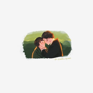 Custom color drawing in my style, couple illustration, couple portrait, family drawing, small custom drawing, wedding custom drawing
