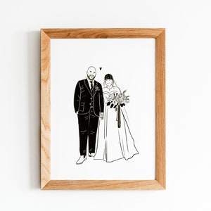 wedding line drawing, couple line drawing, couple simple drawing, wedding personalize gift in my style