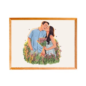 Personalized drawing, couple custom art, wedding illustration custom, custom wedding portrait, pets and human portrait in my style