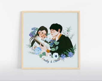 Personalized Portrait • Couple portrait • Family portrait • Christmas  custom gift  • Custom portrait from photo