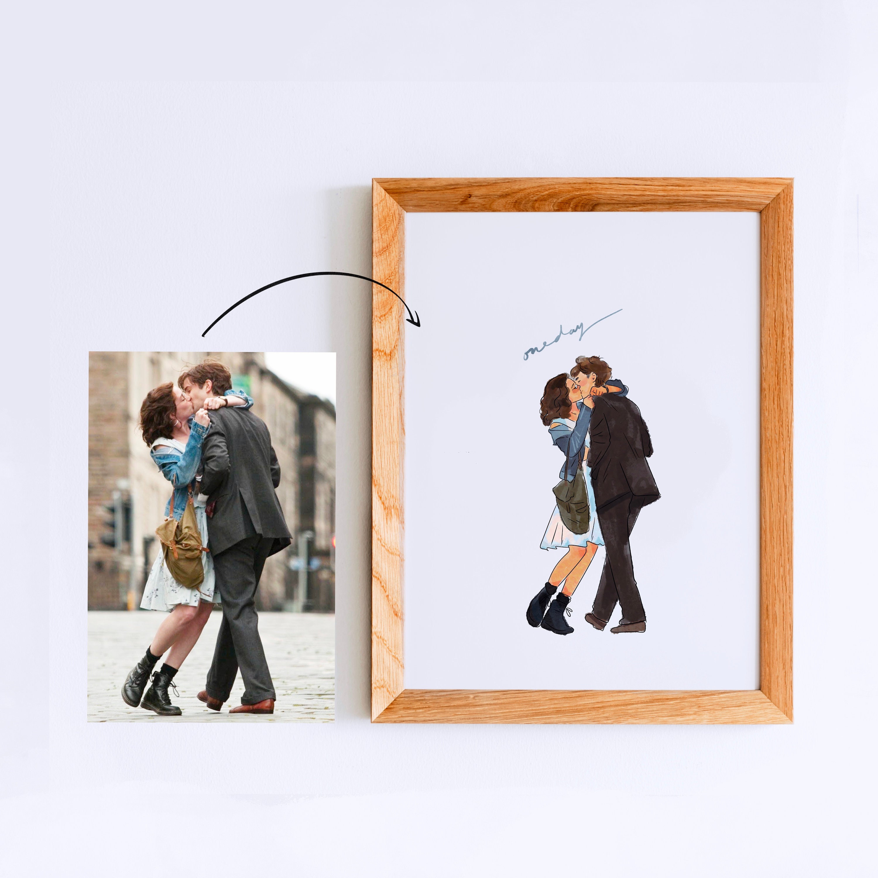 Custom color drawing in my style, couple illustration, couple portrait, family drawing, small custom drawing, wedding custom drawing