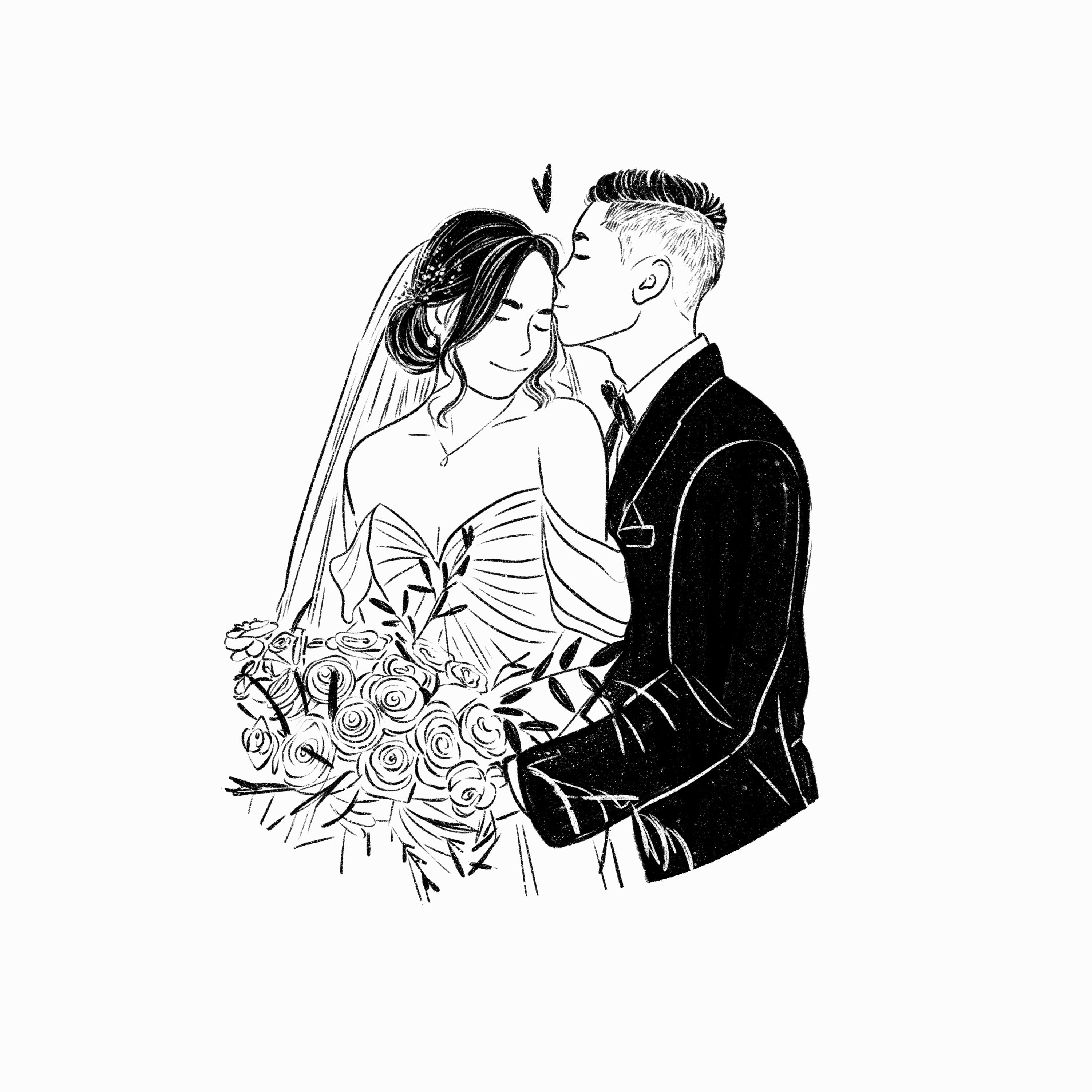 Just Married Couple On Motorbike Or Moped Sketch Vector Illustration  Isolated Stock Illustration - Download Image Now - iStock